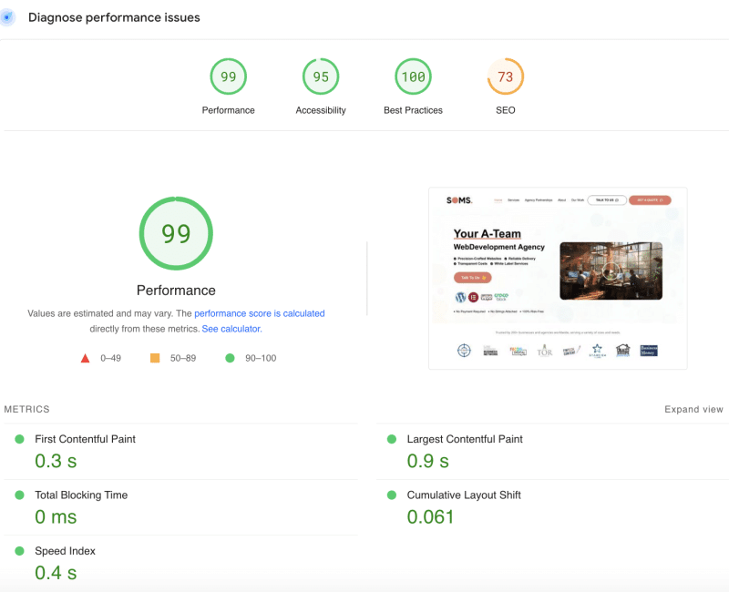 SOMSWeb Page Speed Insights 4